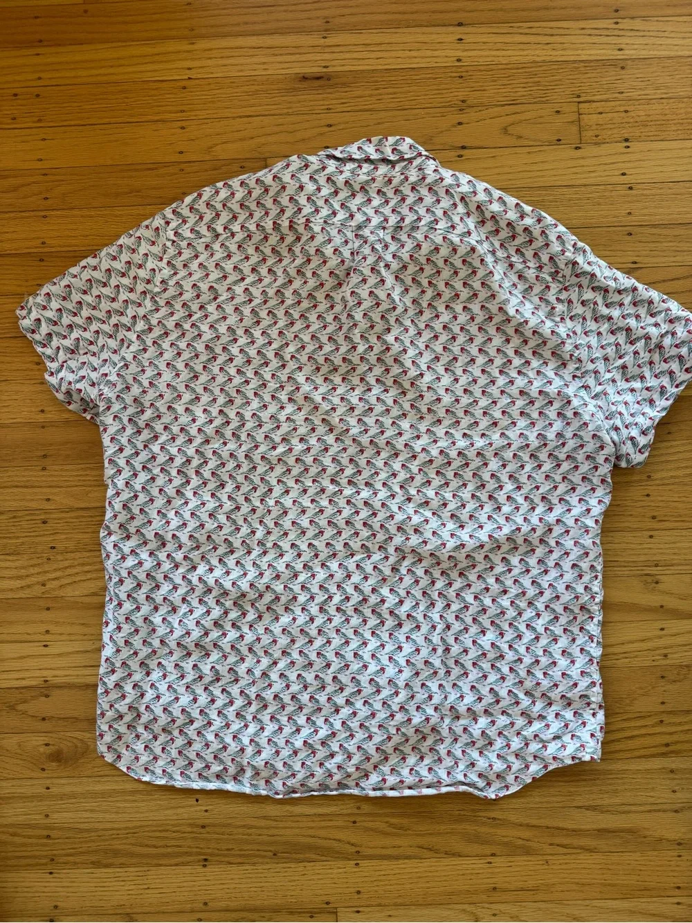 J Crew 100% Linen Baby Birds AOP Button Shirt Men’s Large